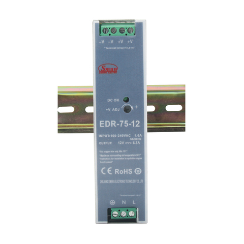 EDR စီးရီး 75W 120W 150W စျေးသက်သာသော Slim AC-DC Din Rail Switching Power Supply SMPS