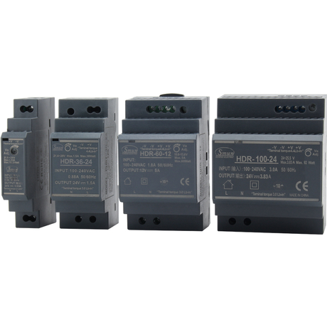 HDR সিরিজ 15W থেকে 150W 5V/12V/15V/24V/48VDC আউটপুট আল্ট্রা স্লিম দিন রেল সুইচিং পাওয়ার সাপ্লাই SMPS