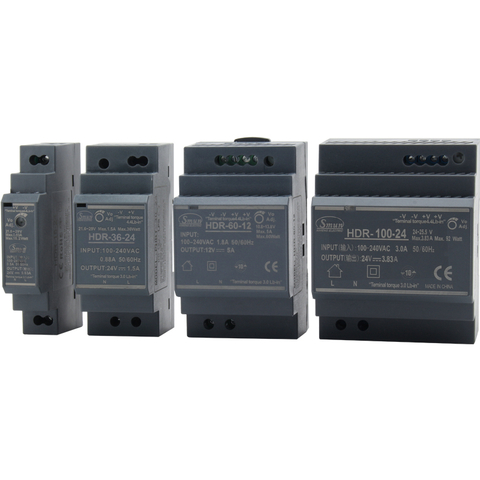 HDR Series 15W hanggang 150W 5V/12V/15V/24V/48VDC Output Ultra Slim Din Rail Switching Power Supply SMPS