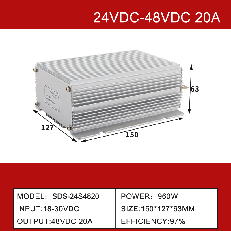 24VDC ወደ 48VDC 3A እስከ 42A ያልተነጠለ ውሃ የማያስተላልፍ ደረጃ ወደላይ የዲሲ-ዲሲ መቀየሪያ ለጎልፍ መኪና