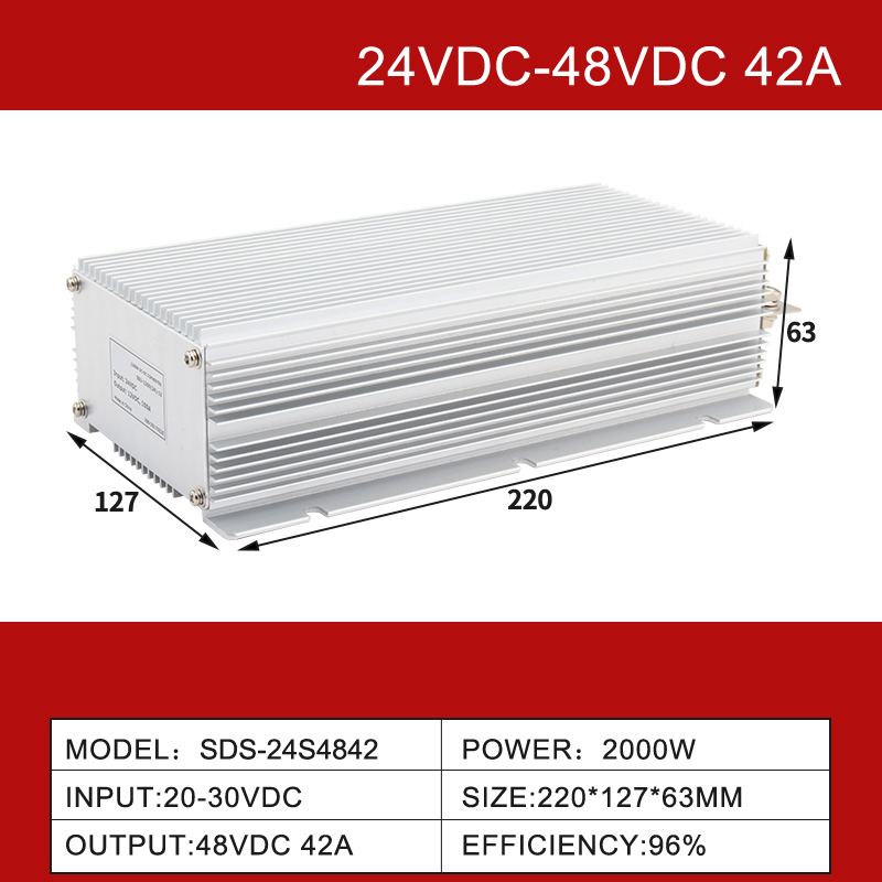 24VDC ወደ 48VDC 3A እስከ 42A ያልተነጠለ ውሃ የማያስተላልፍ ደረጃ ወደላይ የዲሲ-ዲሲ መቀየሪያ ለጎልፍ መኪና